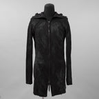 Leon Emanuel Blanck レオン エマニュエル ブランク / 美品 Forced Perspective Ninja Hoodie コーティング ロング パーカー / FP-M-HO-Z-01 / size 46 (BLACK)