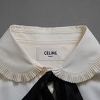 試着のみ CELINE セリーヌ/ 23AW ロミークロップドシャツフリルカラー ブラウス / 長袖シャツ / 008D 2C77A 01AV / size 38 (WHITE) レディース