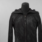 Leon Emanuel Blanck レオン エマニュエル ブランク / 美品 Forced Perspective Ninja Hoodie コーティング ロング パーカー / FP-M-HO-Z-01 / size 46 (BLACK)