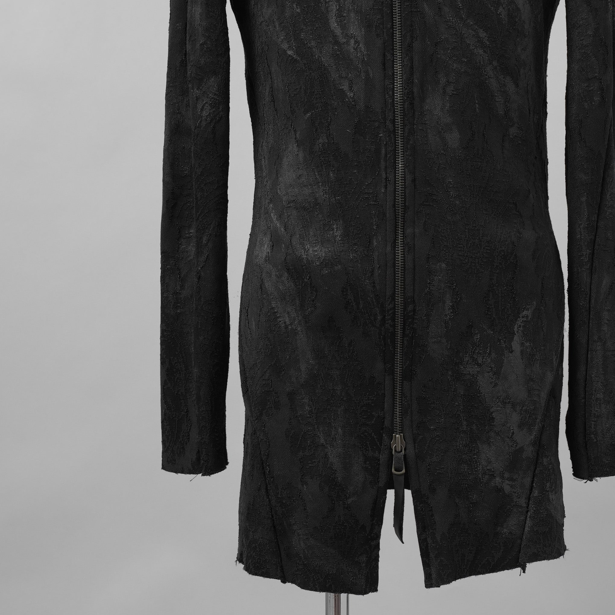Leon Emanuel Blanck レオン エマニュエル ブランク / 美品 Forced Perspective Ninja Hoodie コーティング ロング パーカー / FP-M-HO-Z-01 / size 46 (BLACK)