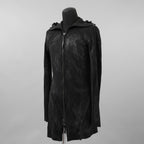 Leon Emanuel Blanck レオン エマニュエル ブランク / 美品 Forced Perspective Ninja Hoodie コーティング ロング パーカー / FP-M-HO-Z-01 / size 46 (BLACK)