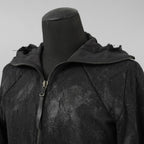 Leon Emanuel Blanck レオン エマニュエル ブランク / 美品 Forced Perspective Ninja Hoodie コーティング ロング パーカー / FP-M-HO-Z-01 / size 46 (BLACK)