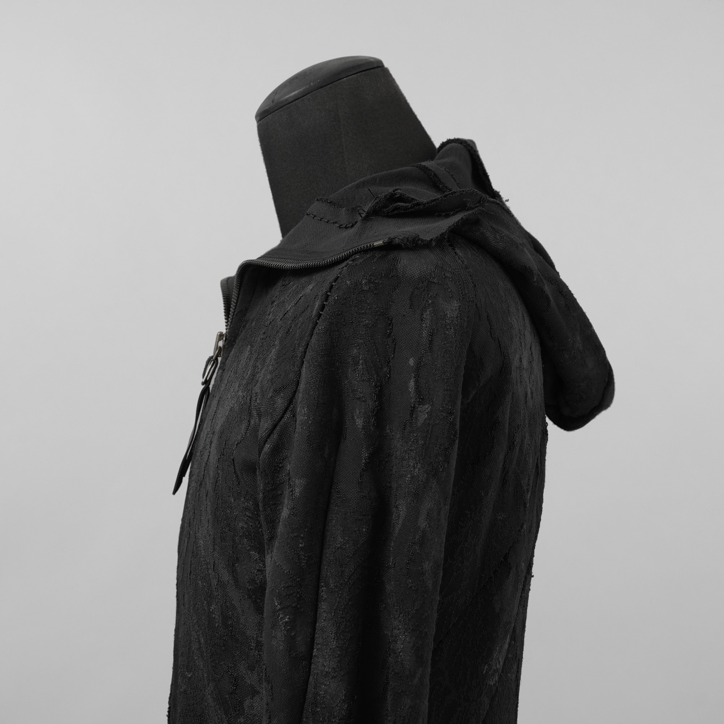 Leon Emanuel Blanck レオン エマニュエル ブランク / 美品 Forced Perspective Ninja Hoodie コーティング ロング パーカー / FP-M-HO-Z-01 / size 46 (BLACK)