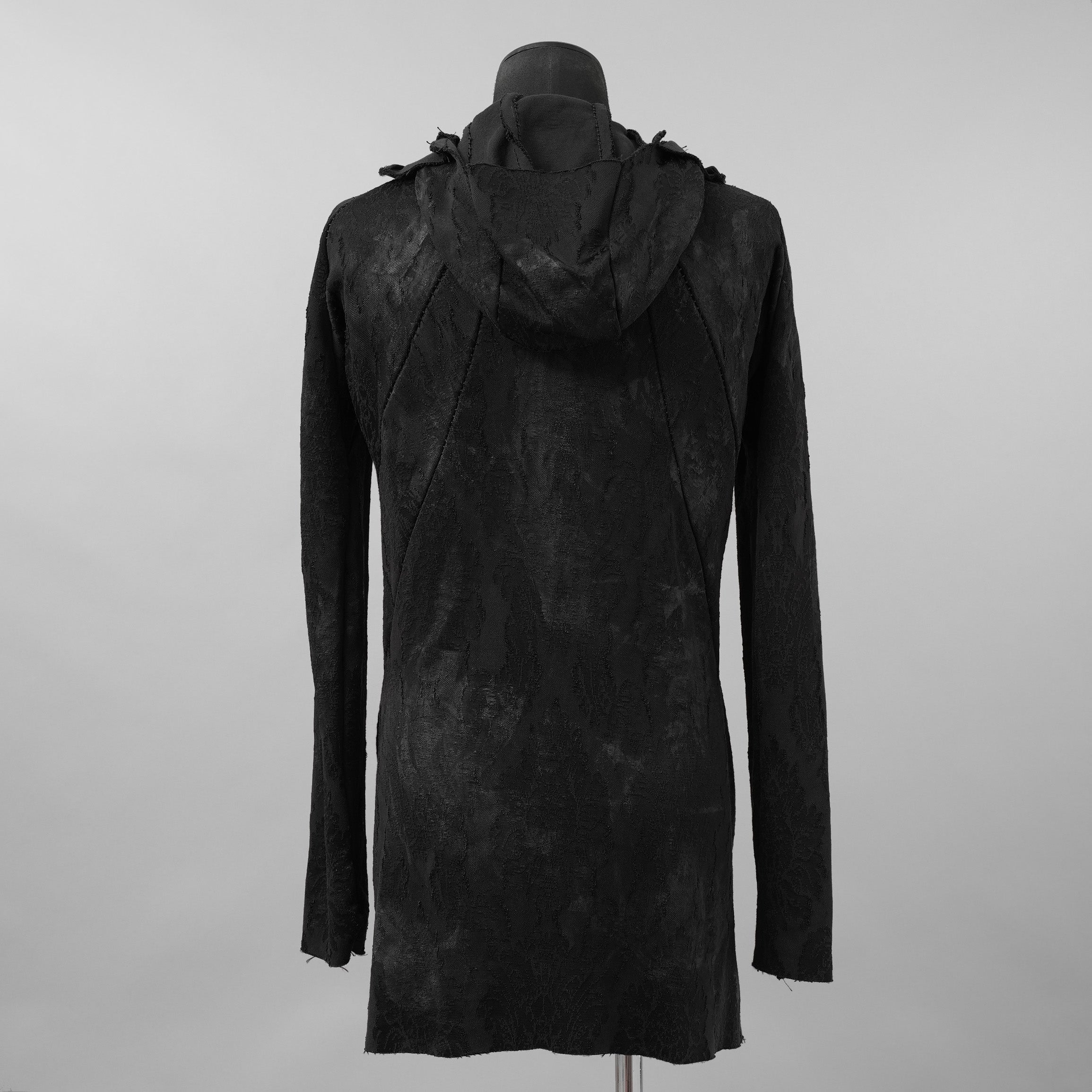 Leon Emanuel Blanck レオン エマニュエル ブランク / 美品 Forced Perspective Ninja Hoodie コーティング ロング パーカー / FP-M-HO-Z-01 / size 46 (BLACK)