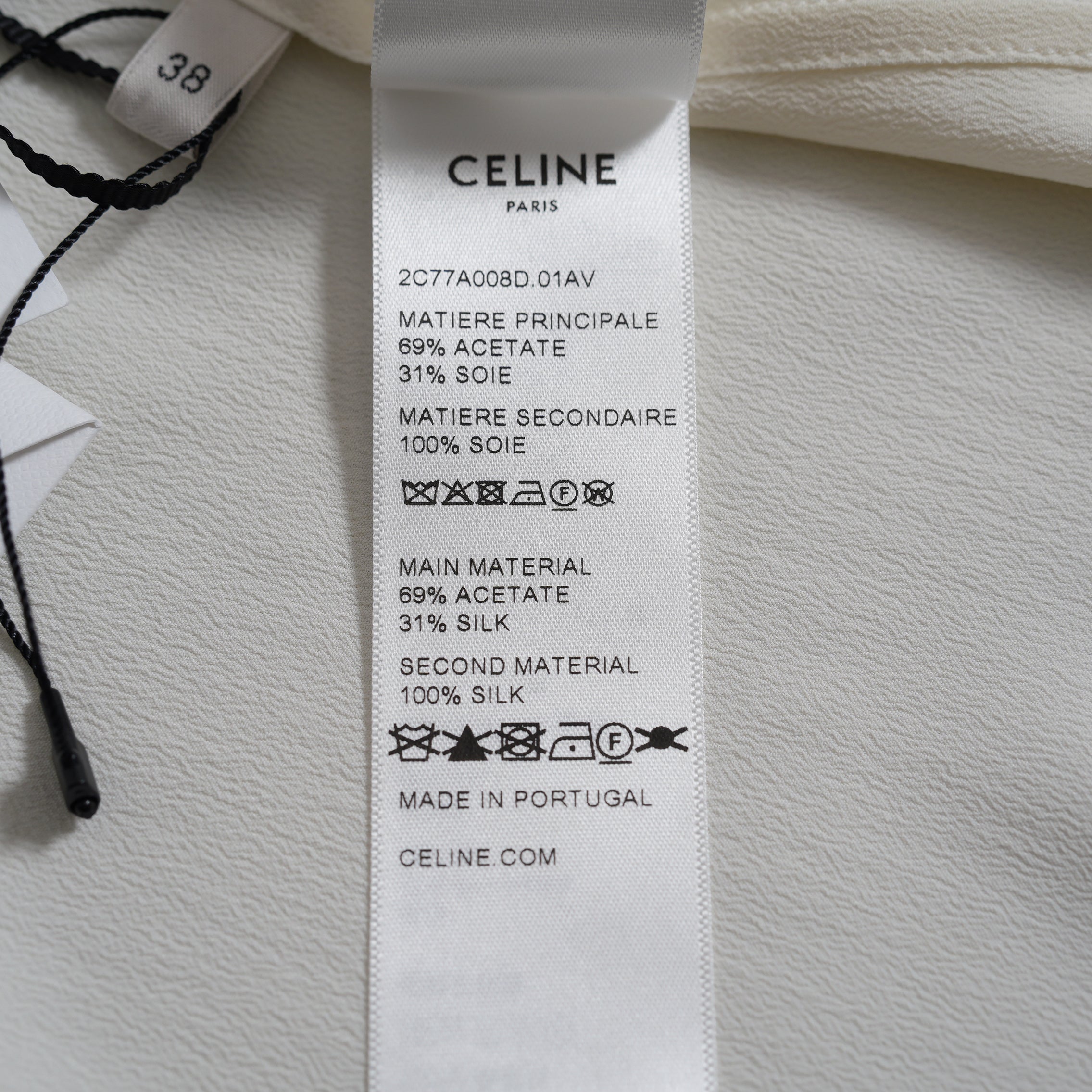 試着のみ CELINE セリーヌ/ 23AW ロミークロップドシャツフリルカラー ブラウス / 長袖シャツ / 008D 2C77A 01AV / size 38 (WHITE) レディース