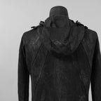 Leon Emanuel Blanck レオン エマニュエル ブランク / 美品 Forced Perspective Ninja Hoodie コーティング ロング パーカー / FP-M-HO-Z-01 / size 46 (BLACK)