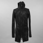 Leon Emanuel Blanck レオン エマニュエル ブランク / 美品 Forced Perspective Ninja Hoodie コーティング ロング パーカー / FP-M-HO-Z-01 / size 46 (BLACK)