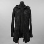Leon Emanuel Blanck レオン エマニュエル ブランク / 美品 Forced Perspective Ninja Hoodie コーティング ロング パーカー / FP-M-HO-Z-01 / size 46 (BLACK)