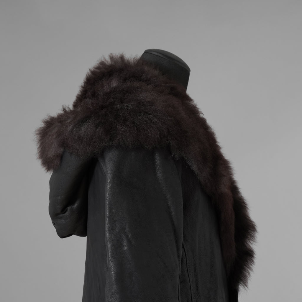 超希少 新品 incarnation インカネーション / 24AW HEAVY WEIGHT BABY CALF LEAHER LAPELLESS JACKET LINED JJK-1 WITH SHEARLING COLLAR ヘヴィーベビーカーフ レザー ジャケット /