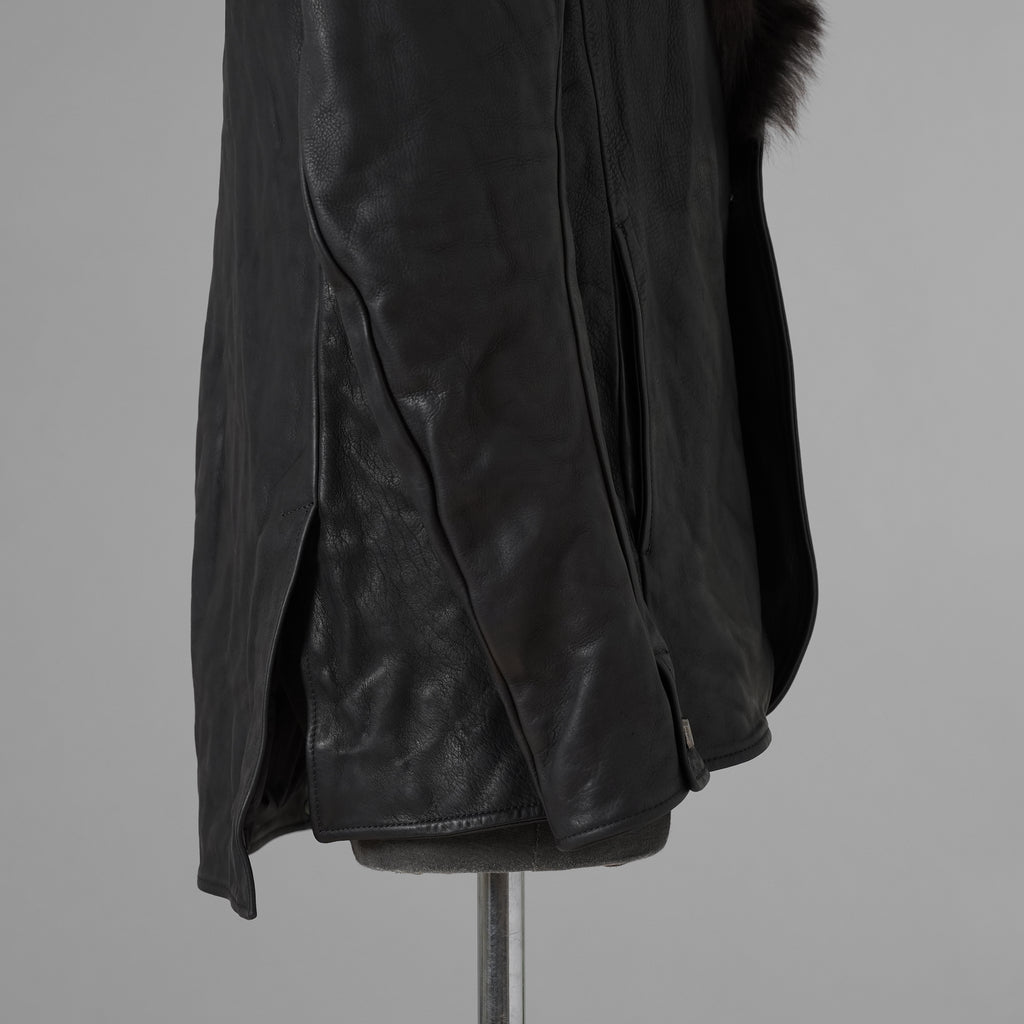 超希少 新品 incarnation インカネーション / 24AW HEAVY WEIGHT BABY CALF LEAHER LAPELLESS JACKET LINED JJK-1 WITH SHEARLING COLLAR ヘヴィーベビーカーフ レザー ジャケット /