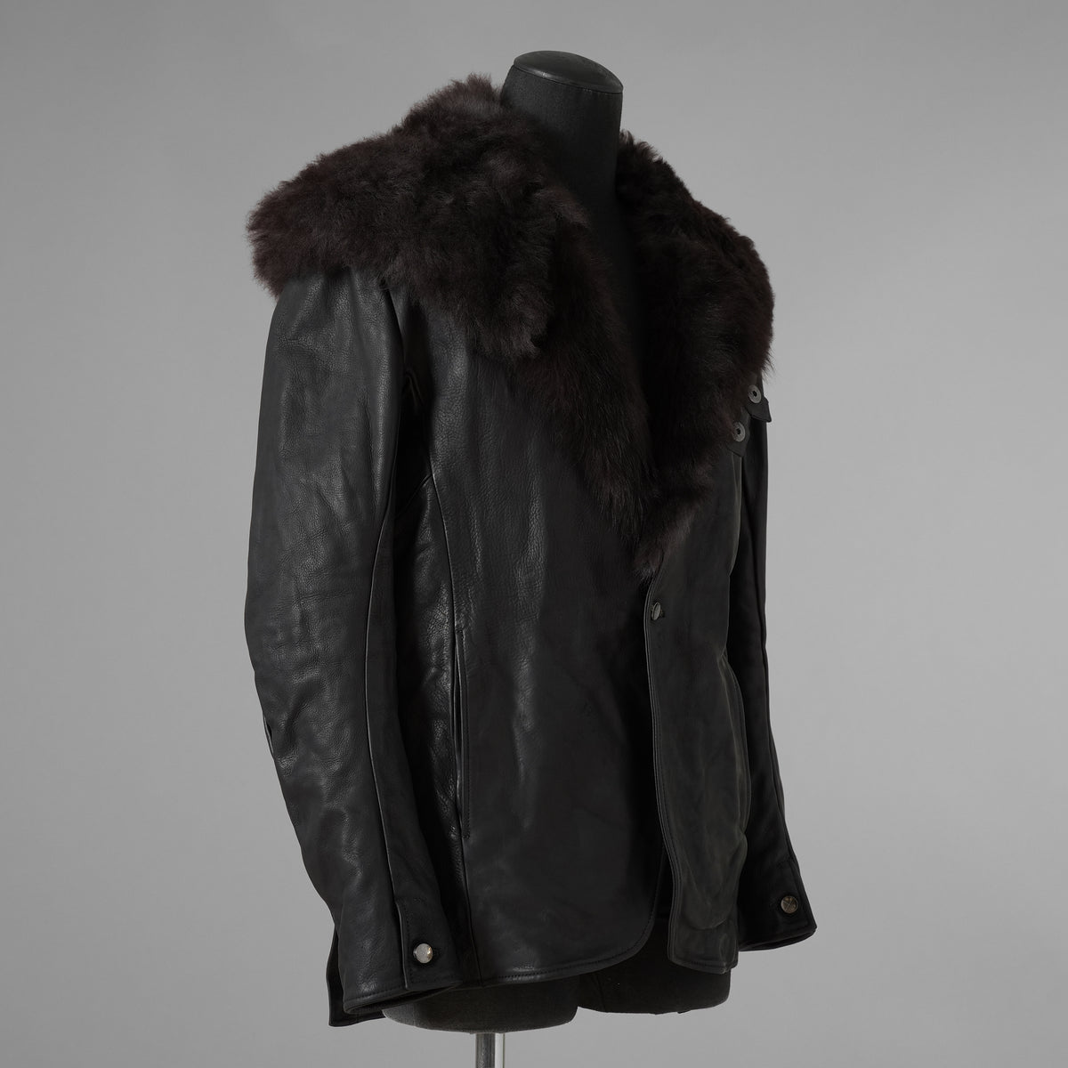 超希少 新品 incarnation インカネーション / 24AW HEAVY WEIGHT BABY CALF LEAHER LAPELLESS JACKET LINED JJK-1 WITH SHEARLING COLLAR ヘヴィーベビーカーフ レザー ジャケット /