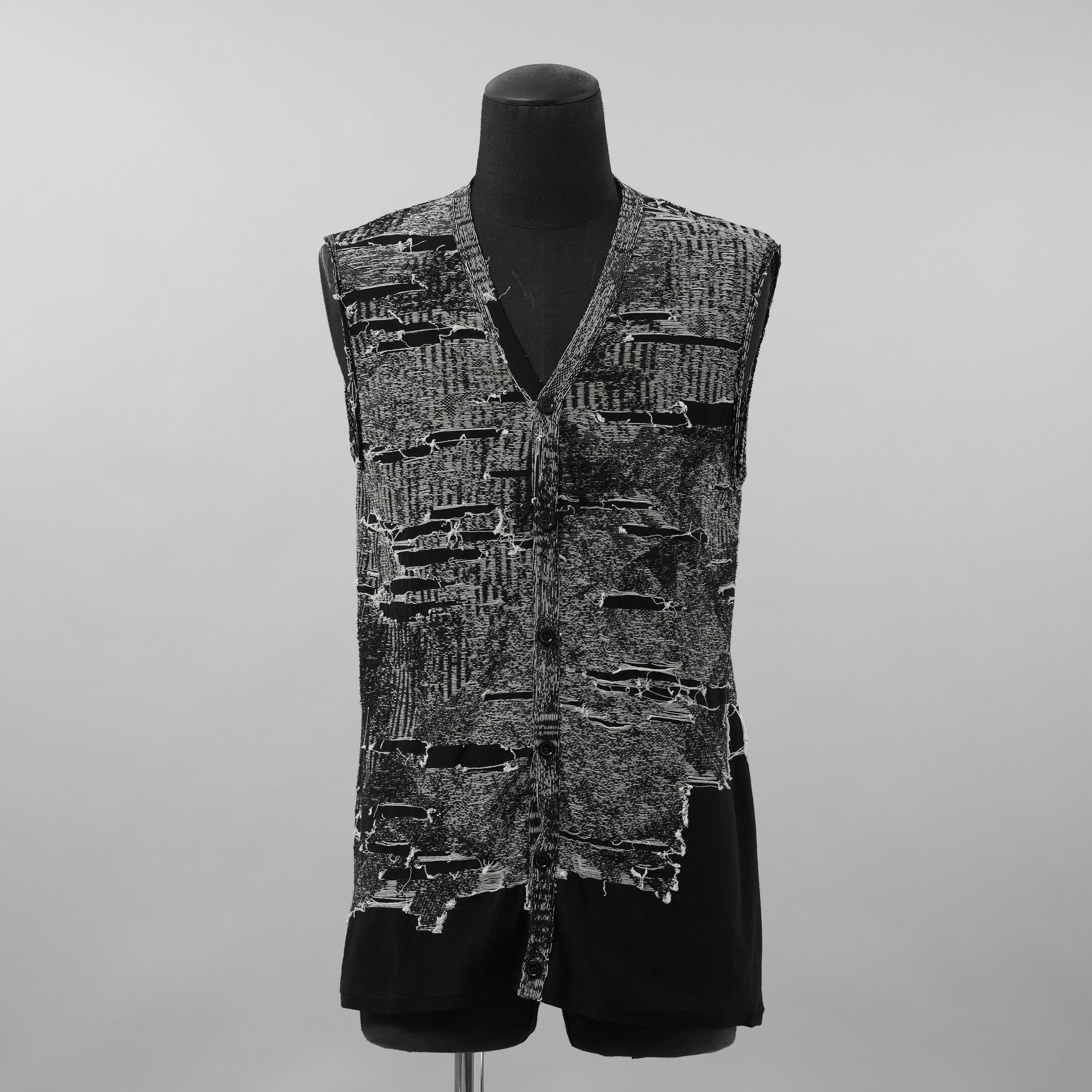 DIESEL ディーゼル / 美品 25SS K-Callisto Vest ダメージ加工 ニット ベスト / size M  (BLACK)