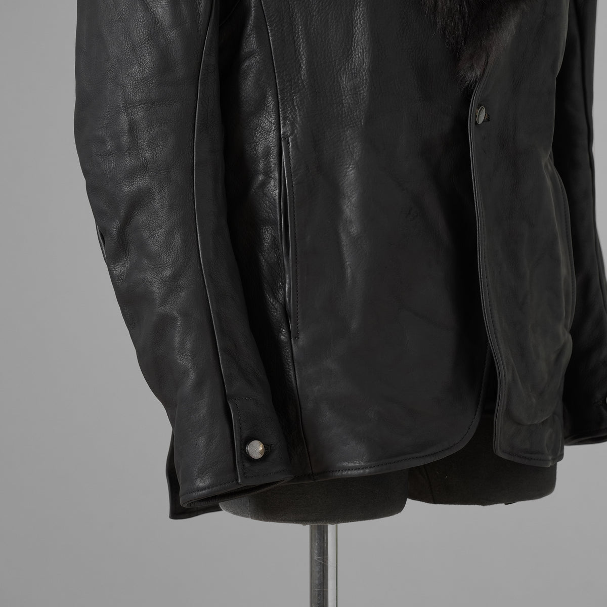 超希少 新品 incarnation インカネーション / 24AW HEAVY WEIGHT BABY CALF LEAHER LAPELLESS JACKET LINED JJK-1 WITH SHEARLING COLLAR ヘヴィーベビーカーフ レザー ジャケット /