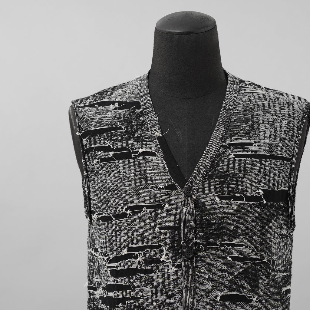 DIESEL ディーゼル / 美品 25SS K-Callisto Vest ダメージ加工 ニット ベスト / size M  (BLACK)