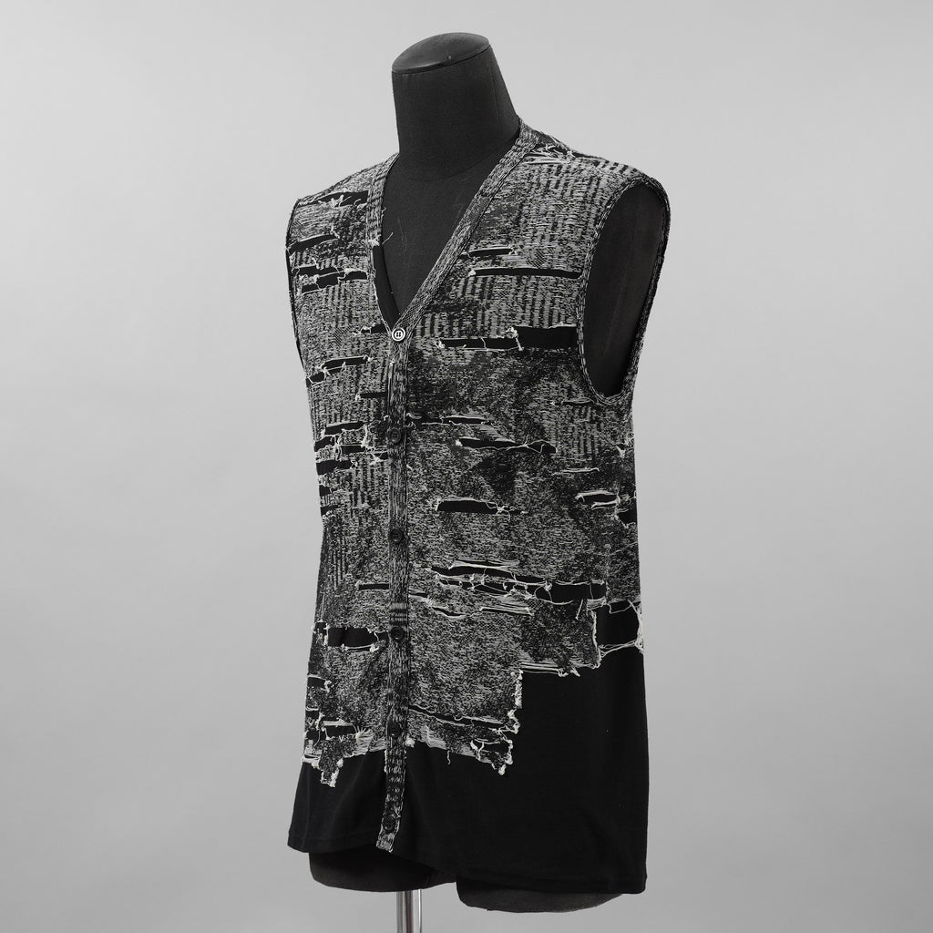 DIESEL ディーゼル / 美品 25SS K-Callisto Vest ダメージ加工 ニット ベスト / size M  (BLACK)