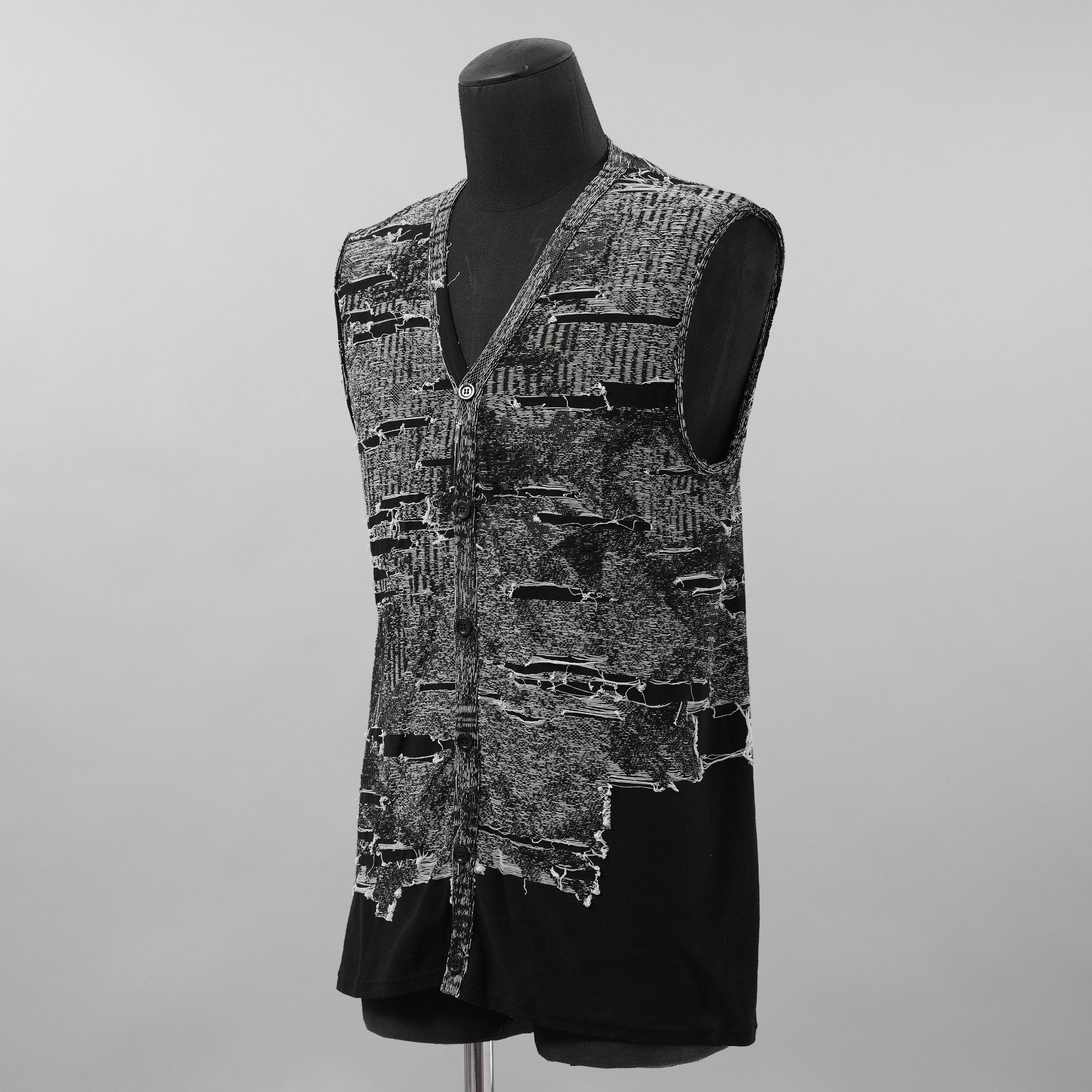 DIESEL ディーゼル / 美品 25SS K-Callisto Vest ダメージ加工 ニット ベスト / size M  (BLACK)
