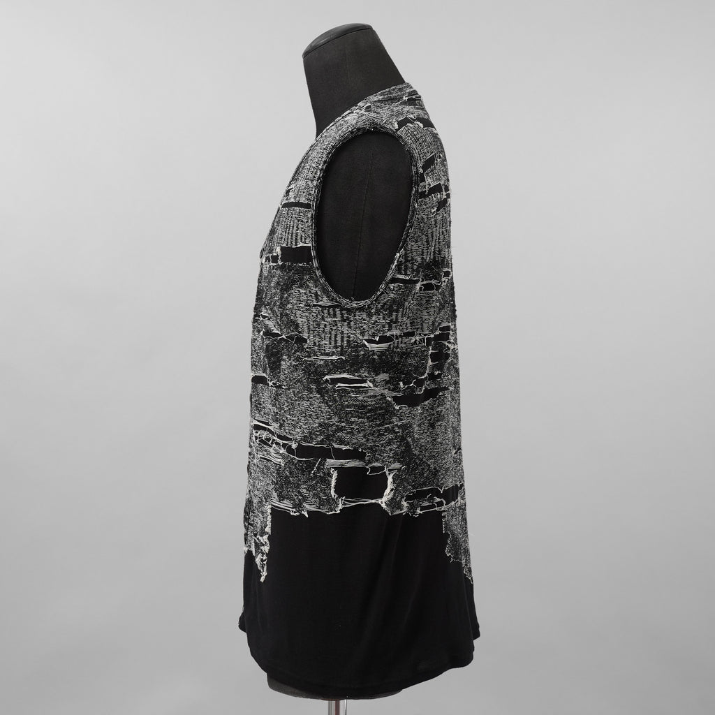 DIESEL ディーゼル / 美品 25SS K-Callisto Vest ダメージ加工 ニット ベスト / size M  (BLACK)