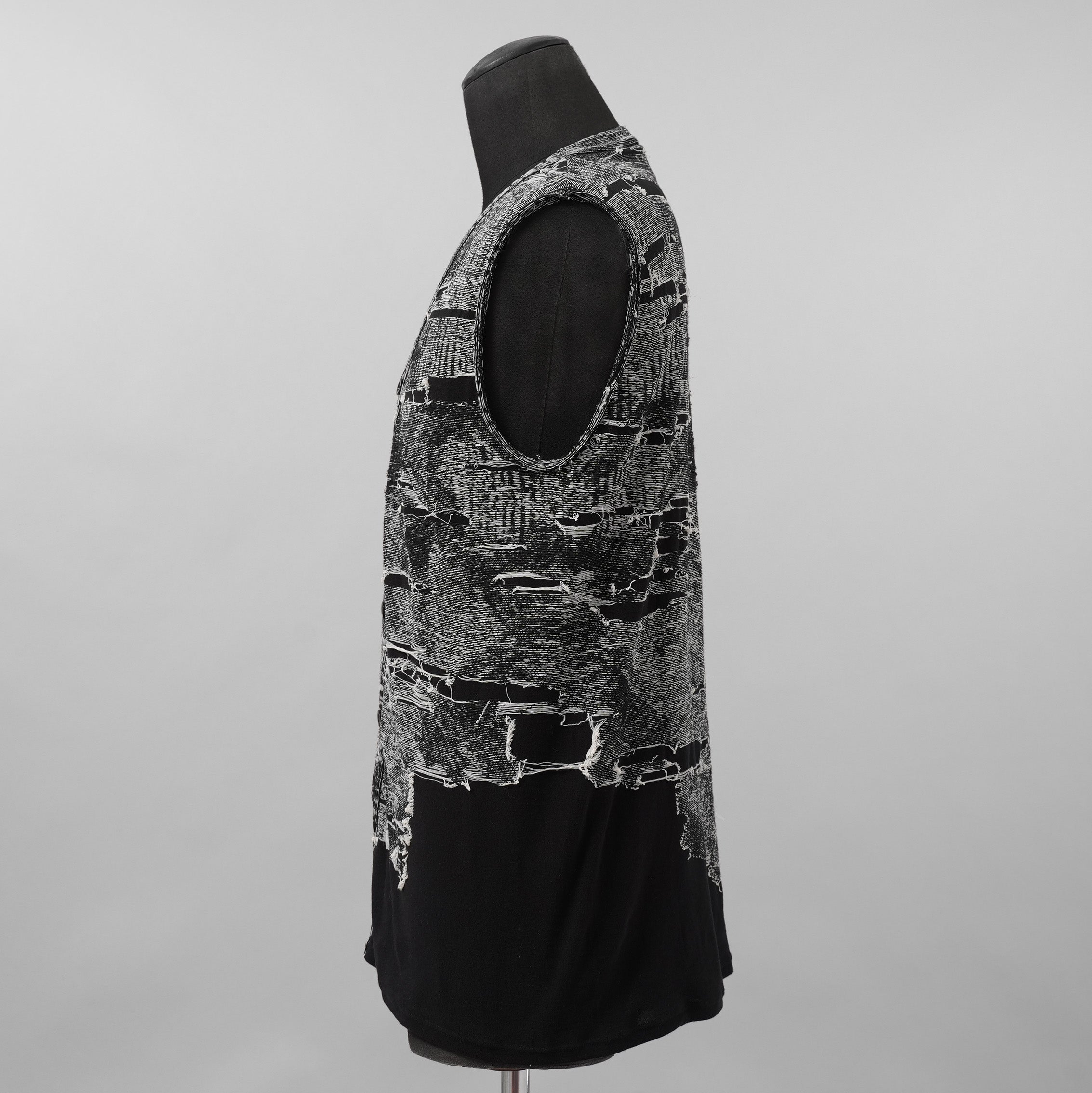 DIESEL ディーゼル / 美品 25SS K-Callisto Vest ダメージ加工 ニット ベスト / size M  (BLACK)