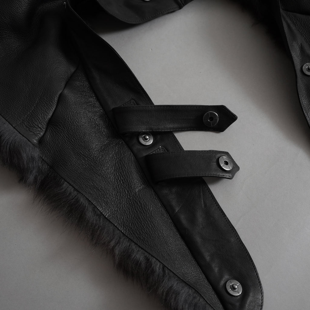 超希少 新品 incarnation インカネーション / 24AW HEAVY WEIGHT BABY CALF LEAHER LAPELLESS JACKET LINED JJK-1 WITH SHEARLING COLLAR ヘヴィーベビーカーフ レザー ジャケット /
