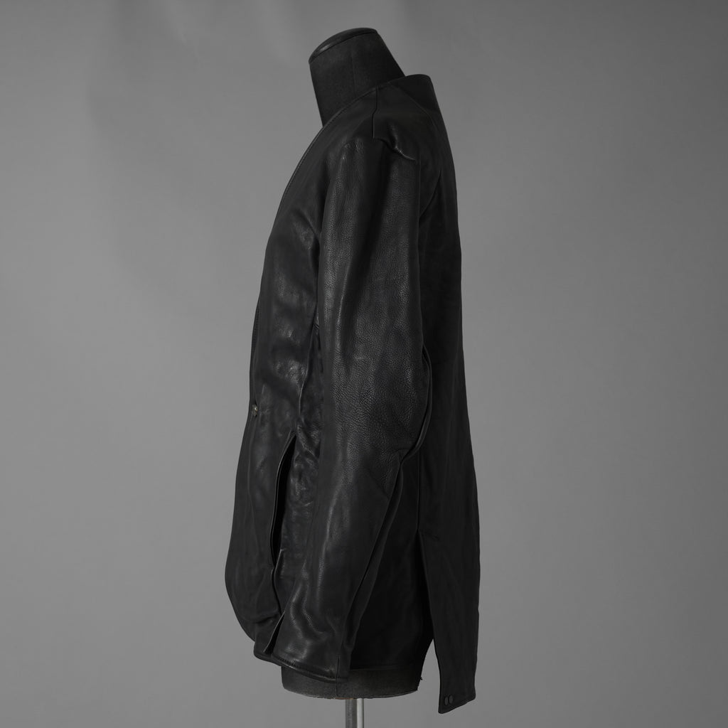 超希少 新品 incarnation インカネーション / 24AW HEAVY WEIGHT BABY CALF LEAHER LAPELLESS JACKET LINED JJK-1 WITH SHEARLING COLLAR ヘヴィーベビーカーフ レザー ジャケット /