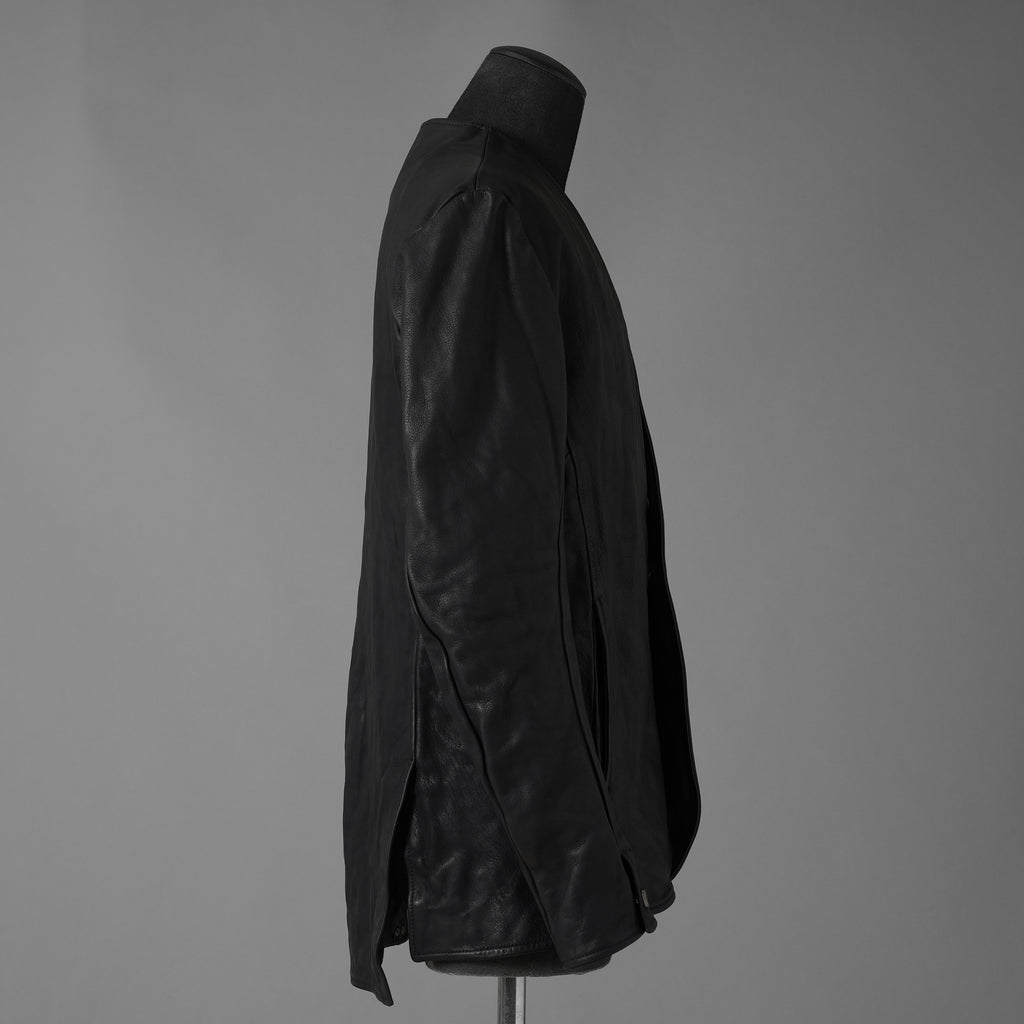超希少 新品 incarnation インカネーション / 24AW HEAVY WEIGHT BABY CALF LEAHER LAPELLESS JACKET LINED JJK-1 WITH SHEARLING COLLAR ヘヴィーベビーカーフ レザー ジャケット /