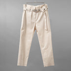Brunello Cucinelli ブルネロ クチネリ/ 美品 20SS ベルト付きコットンツイルパンツ トラウザーズパンツ/ MA130P7032 / size 40 (IVORY) レディース