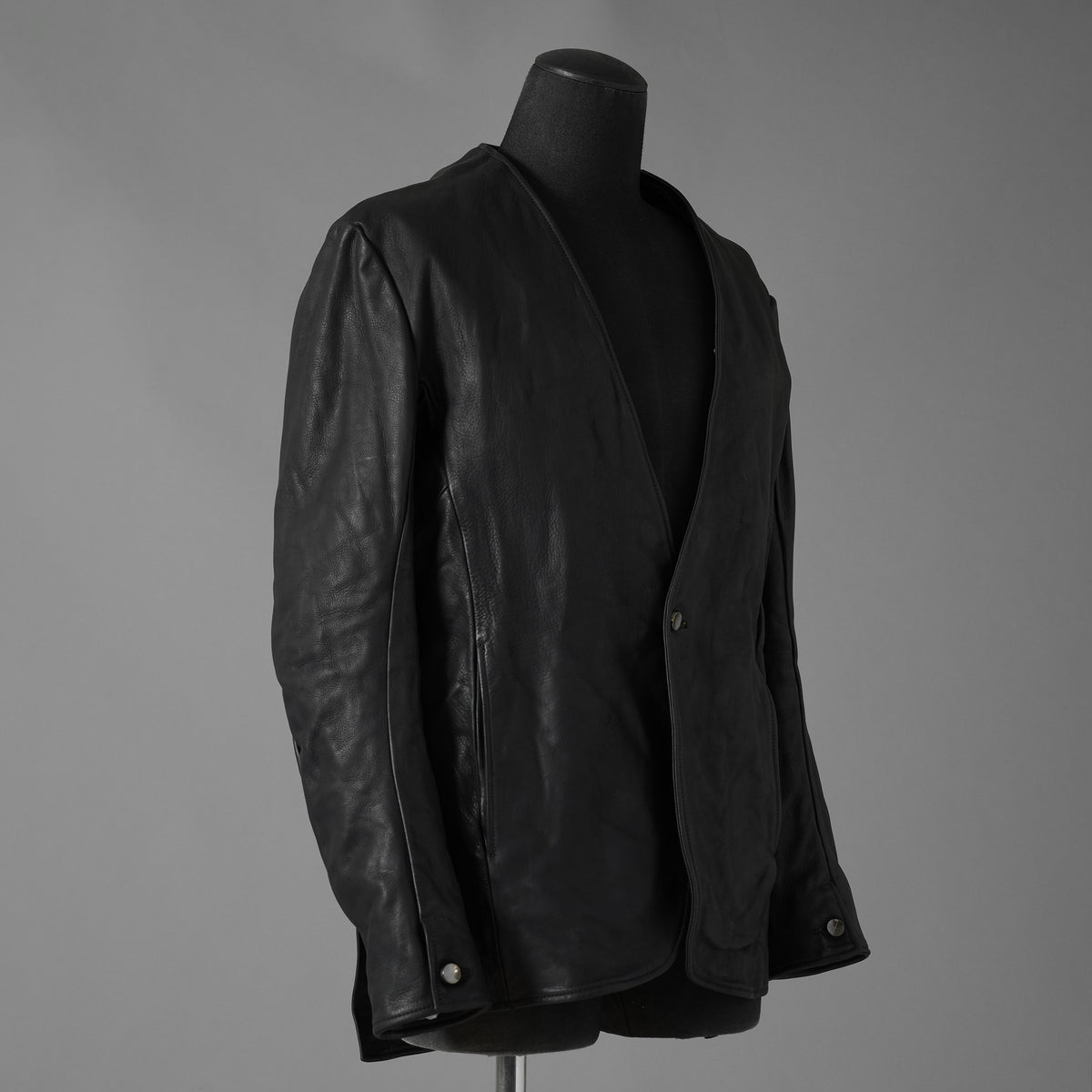 超希少 新品 incarnation インカネーション / 24AW HEAVY WEIGHT BABY CALF LEAHER LAPELLESS JACKET LINED JJK-1 WITH SHEARLING COLLAR ヘヴィーベビーカーフ レザー ジャケット /