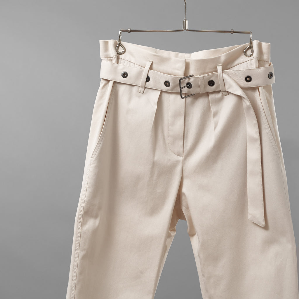 Brunello Cucinelli ブルネロ クチネリ/ 美品 20SS ベルト付きコットンツイルパンツ トラウザーズパンツ/ MA130P7032 / size 40 (IVORY) レディース