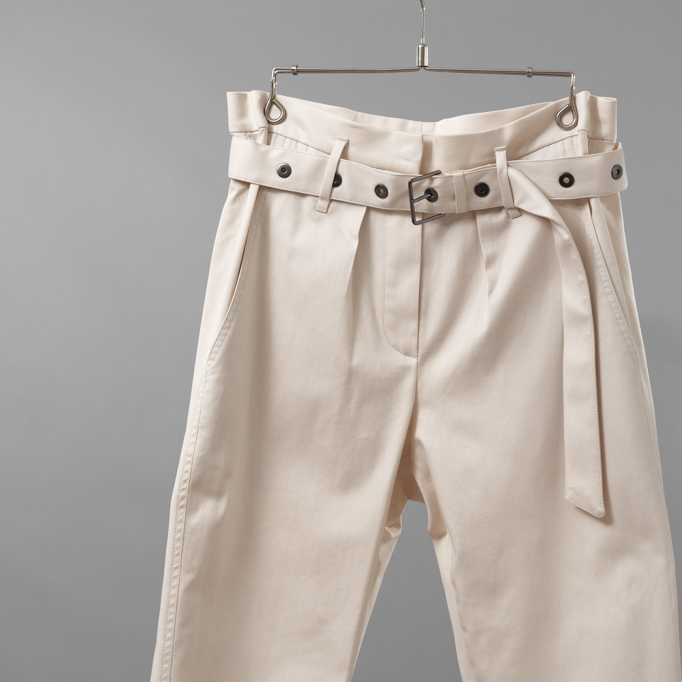 Brunello Cucinelli ブルネロ クチネリ/ 美品 20SS ベルト付きコットンツイルパンツ トラウザーズパンツ/ MA130P7032 / size 40 (IVORY) レディース