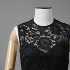 VALENTINO ヴァレンティノ / 22SS 美品 レース切替 ボウフロント ペンシルドレス / ミディ丈 ワンピース / 1B3VAZC6360 / size 38 (BLACK) レディース