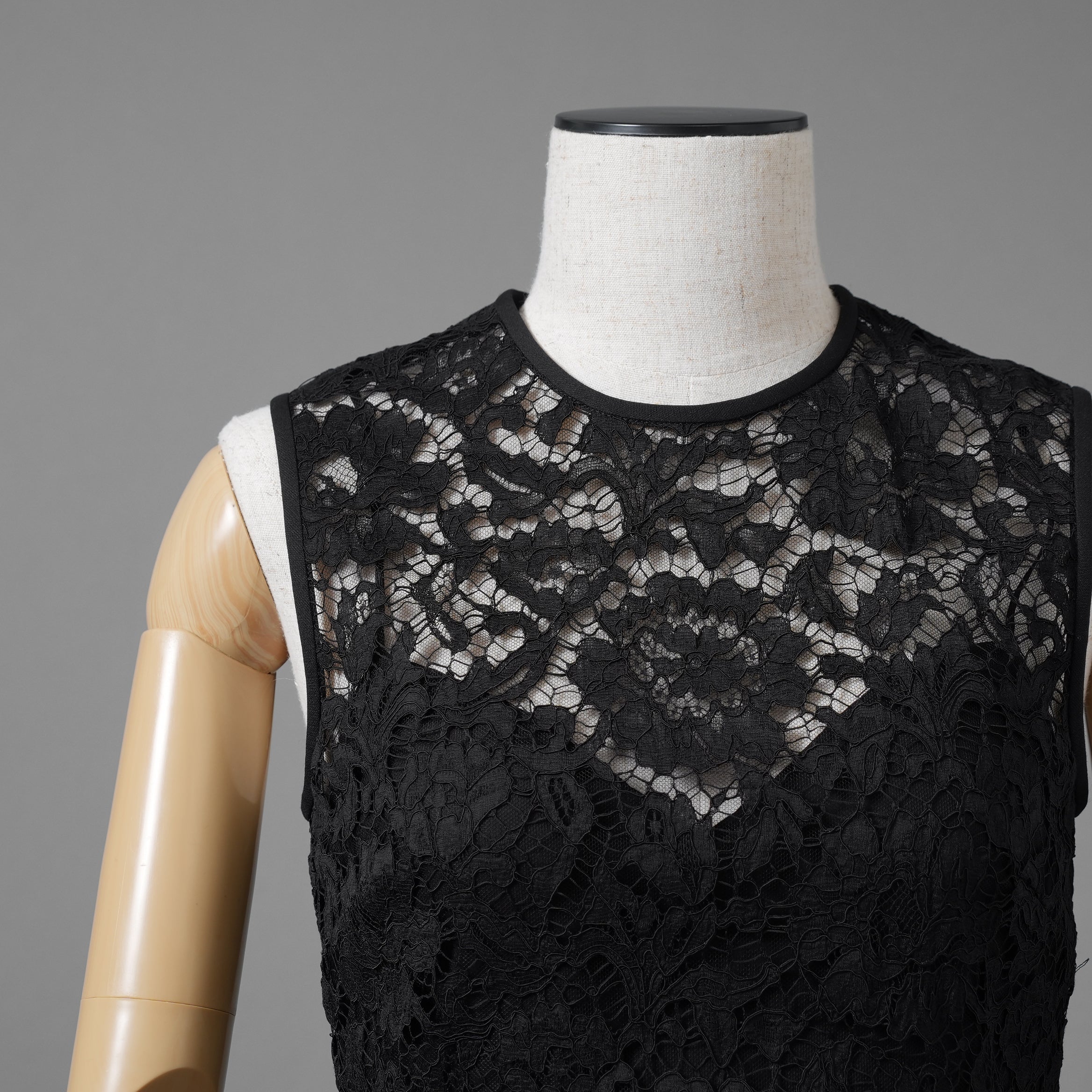 VALENTINO ヴァレンティノ / 22SS 美品 レース切替 ボウフロント ペンシルドレス / ミディ丈 ワンピース / 1B3VAZC6360 / size 38 (BLACK) レディース