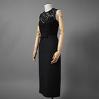 VALENTINO ヴァレンティノ / 22SS 美品 レース切替 ボウフロント ペンシルドレス / ミディ丈 ワンピース / 1B3VAZC6360 / size 38 (BLACK) レディース