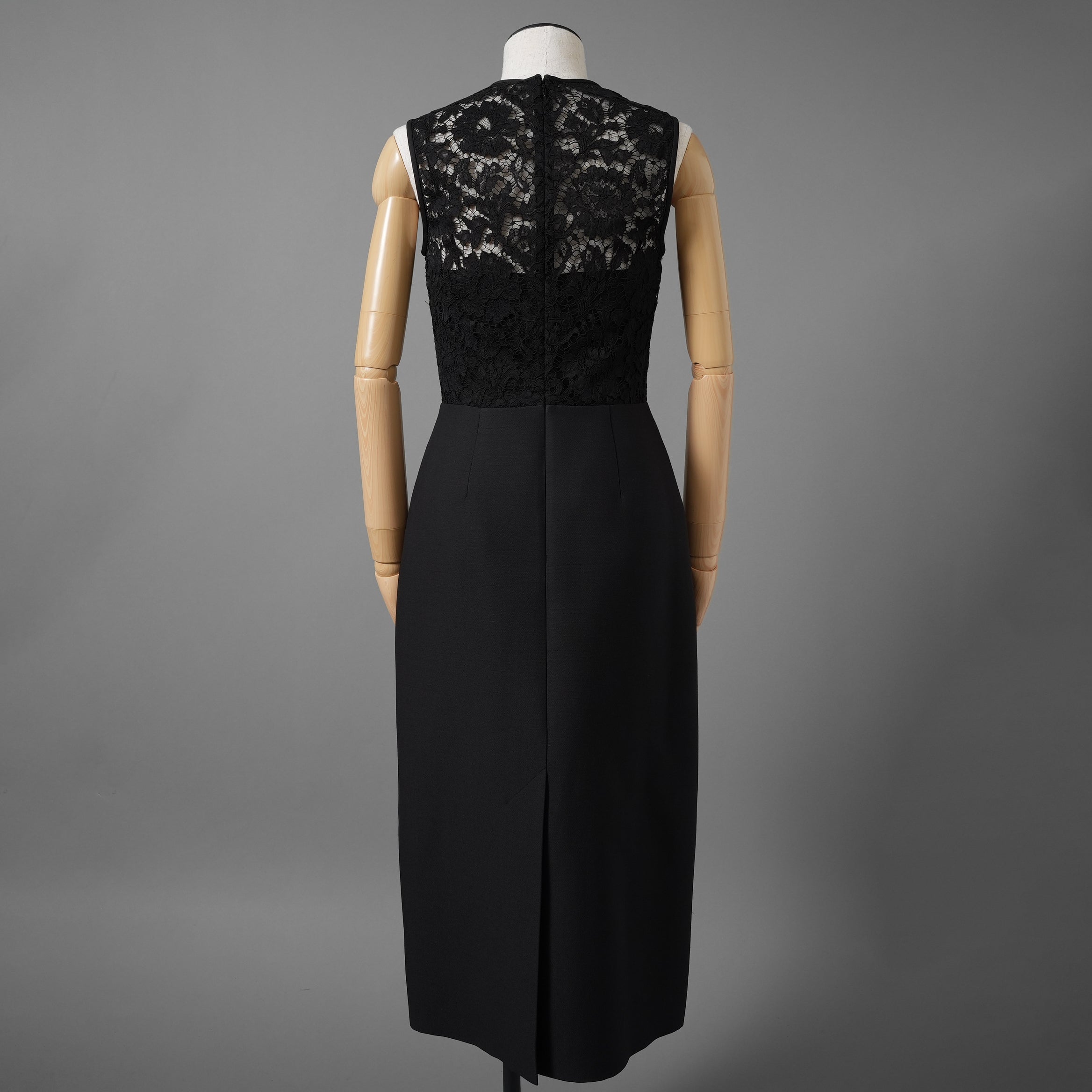 VALENTINO ヴァレンティノ / 22SS 美品 レース切替 ボウフロント ペンシルドレス / ミディ丈 ワンピース / 1B3VAZC6360 / size 38 (BLACK) レディース