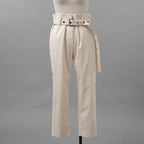 Brunello Cucinelli ブルネロ クチネリ/ 美品 20SS ベルト付きコットンツイルパンツ トラウザーズパンツ/ MA130P7032 / size 40 (IVORY) レディース