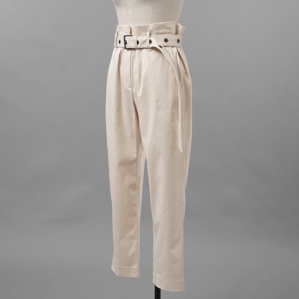 Brunello Cucinelli ブルネロ クチネリ/ 美品 20SS ベルト付きコットンツイルパンツ トラウザーズパンツ/ MA130P7032 / size 40 (IVORY) レディース