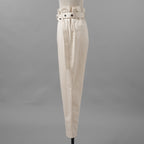 Brunello Cucinelli ブルネロ クチネリ/ 美品 20SS ベルト付きコットンツイルパンツ トラウザーズパンツ/ MA130P7032 / size 40 (IVORY) レディース