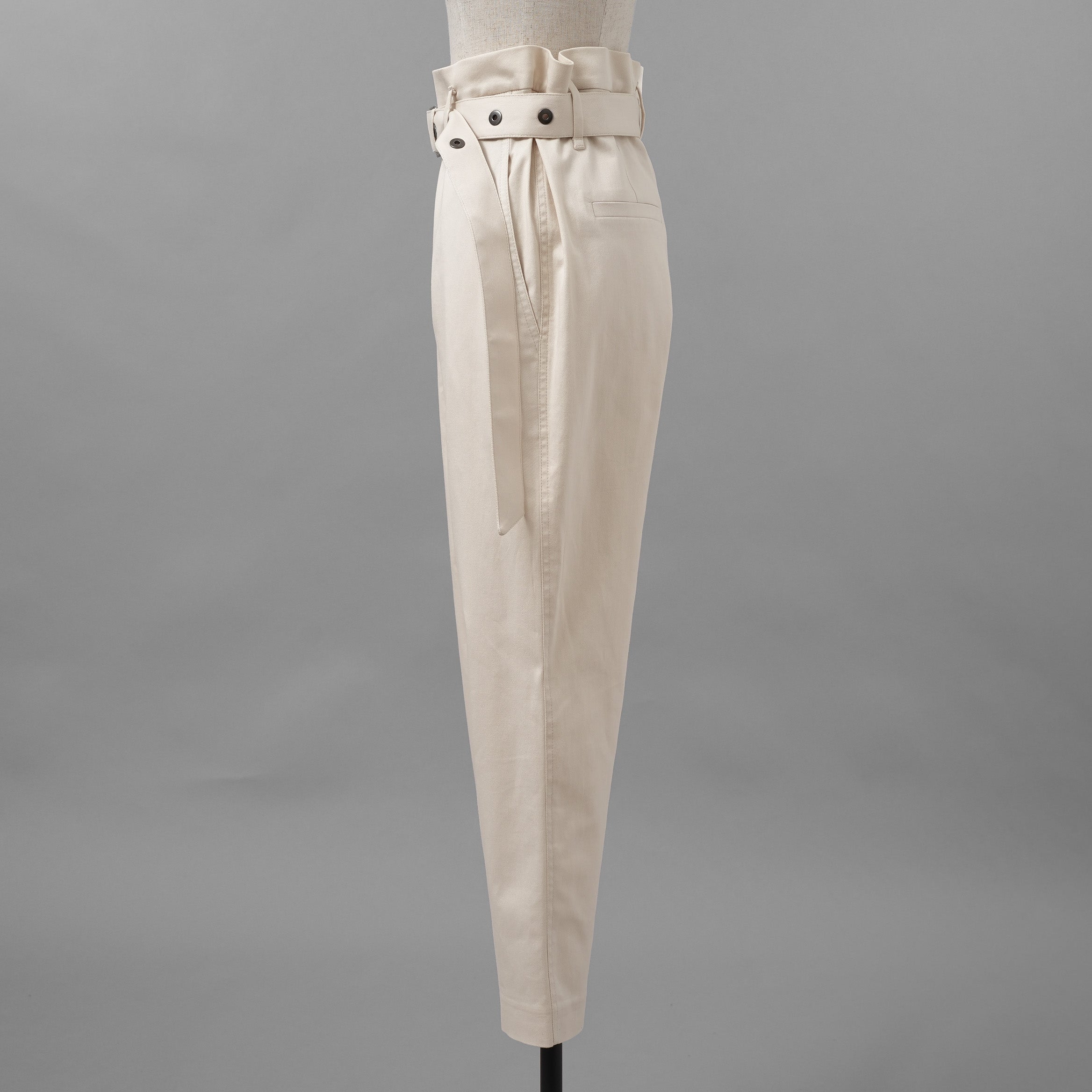 Brunello Cucinelli ブルネロ クチネリ/ 美品 20SS ベルト付きコットンツイルパンツ トラウザーズパンツ/ MA130P7032 / size 40 (IVORY) レディース