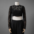 VALENTINO ヴァレンティノ / 22SS 美品 レース クロップド トップス / 長袖シャツ  / 1B3AE7A56FR / size 40 (BLACK) レディース