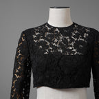 VALENTINO ヴァレンティノ / 22SS 美品 レース クロップド トップス / 長袖シャツ  / 1B3AE7A56FR / size 40 (BLACK) レディース