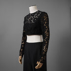 VALENTINO ヴァレンティノ / 22SS 美品 レース クロップド トップス / 長袖シャツ  / 1B3AE7A56FR / size 40 (BLACK) レディース