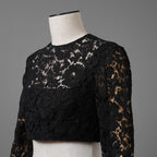 VALENTINO ヴァレンティノ / 22SS 美品 レース クロップド トップス / 長袖シャツ  / 1B3AE7A56FR / size 40 (BLACK) レディース