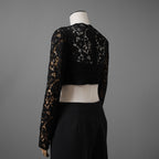 VALENTINO ヴァレンティノ / 22SS 美品 レース クロップド トップス / 長袖シャツ  / 1B3AE7A56FR / size 40 (BLACK) レディース