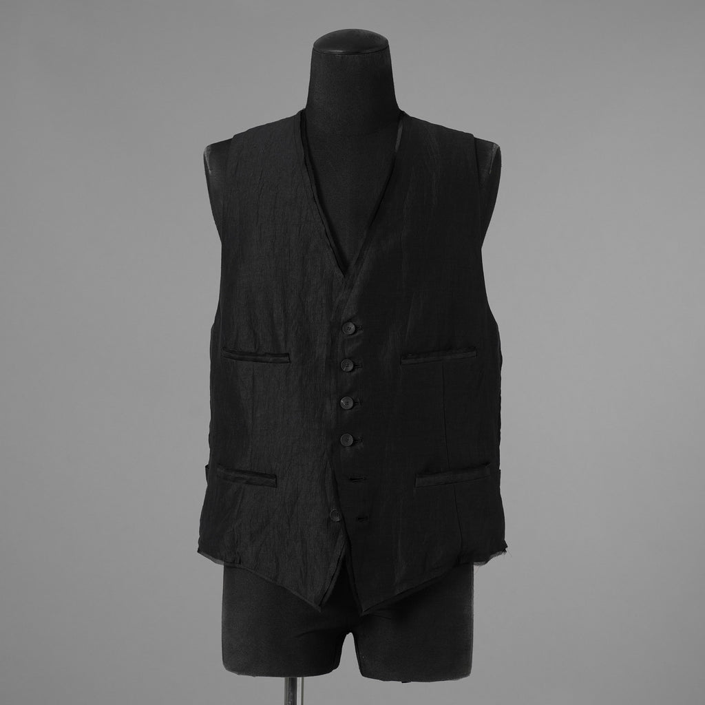 bajra バジュラ / 美品 26SS リネンカールマイヤー ベスト / 161BV01 / size 3 (BLACK) 352175-in-ue