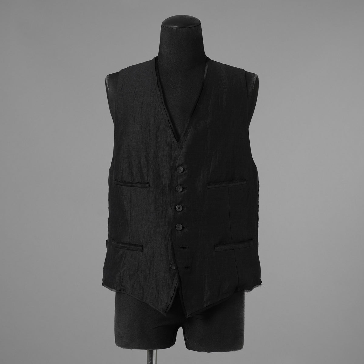 bajra バジュラ / 美品 26SS リネンカールマイヤー ベスト / 161BV01 / size 3 (BLACK) 352175-in-ue