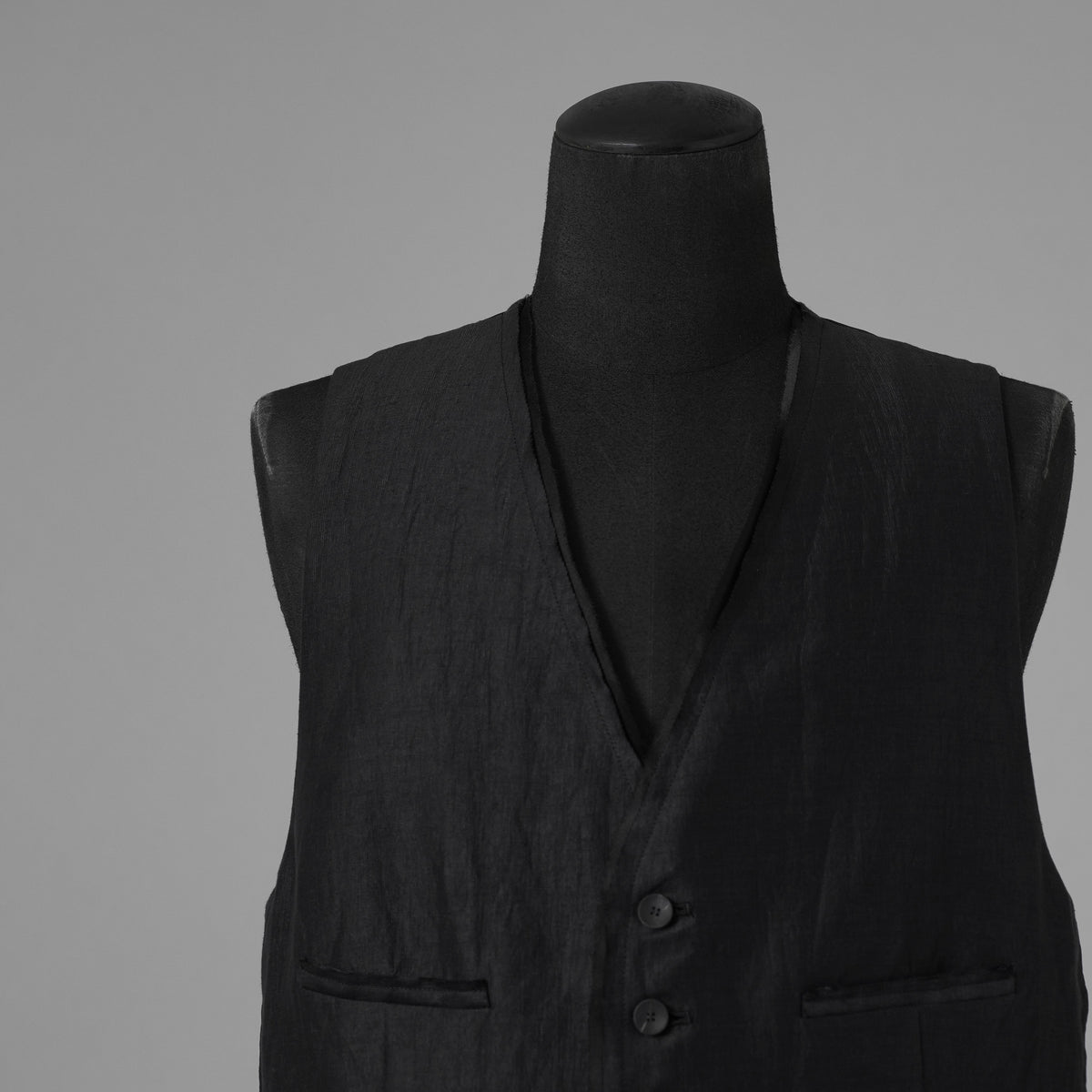 bajra バジュラ / 美品 26SS リネンカールマイヤー ベスト / 161BV01 / size 3 (BLACK) 352175-in-ue