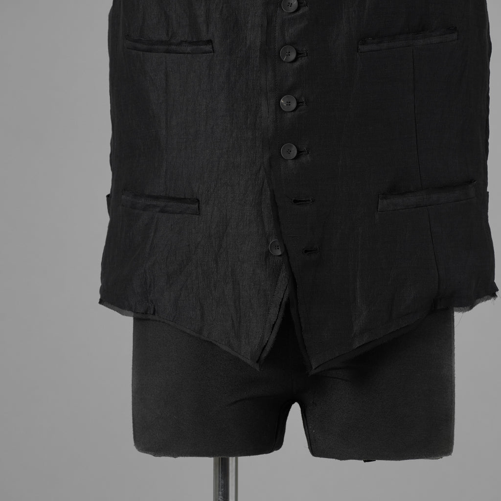 bajra バジュラ / 美品 26SS リネンカールマイヤー ベスト / 161BV01 / size 3 (BLACK) 352175-in-ue