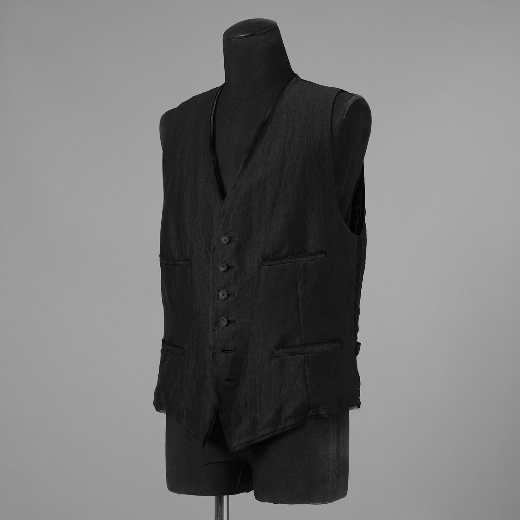 bajra バジュラ / 美品 26SS リネンカールマイヤー ベスト / 161BV01 / size 3 (BLACK) 352175-in-ue