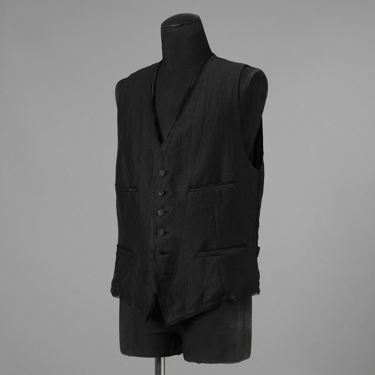 bajra バジュラ / 美品 26SS リネンカールマイヤー ベスト / 161BV01 / size 3 (BLACK) 352175-in-ue
