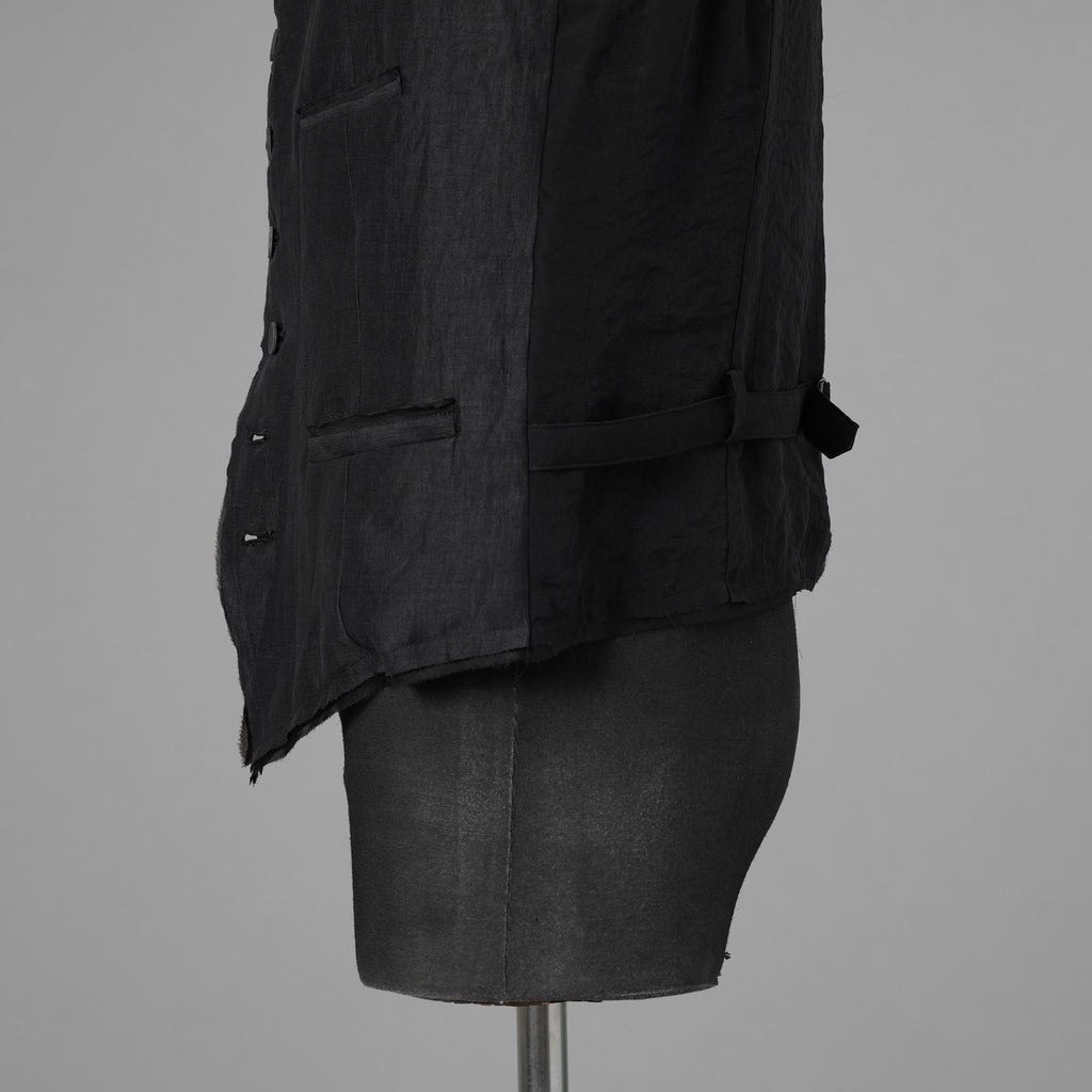bajra バジュラ / 美品 26SS リネンカールマイヤー ベスト / 161BV01 / size 3 (BLACK) 352175-in-ue