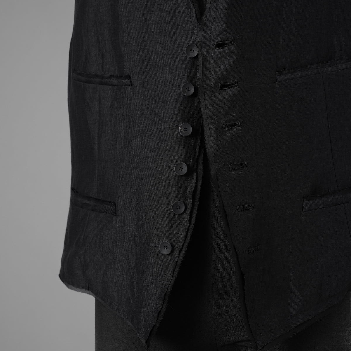 bajra バジュラ / 美品 26SS リネンカールマイヤー ベスト / 161BV01 / size 3 (BLACK) 352175-in-ue